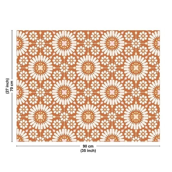 99DECO - Fond de hotte en aluminium - effet carreaux de ciment orange - 70x90 cm - large
