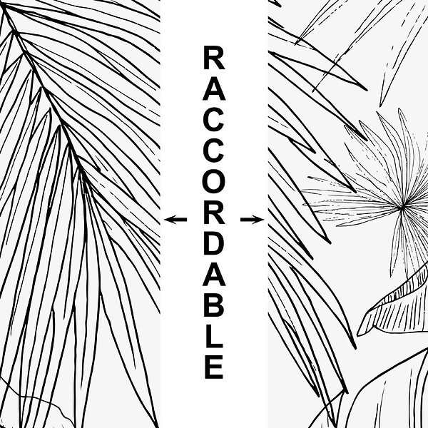 99DECO - Crédence cuisine en aluminium - floral noir - 300x20 cm (en 3 bandeaux) - large