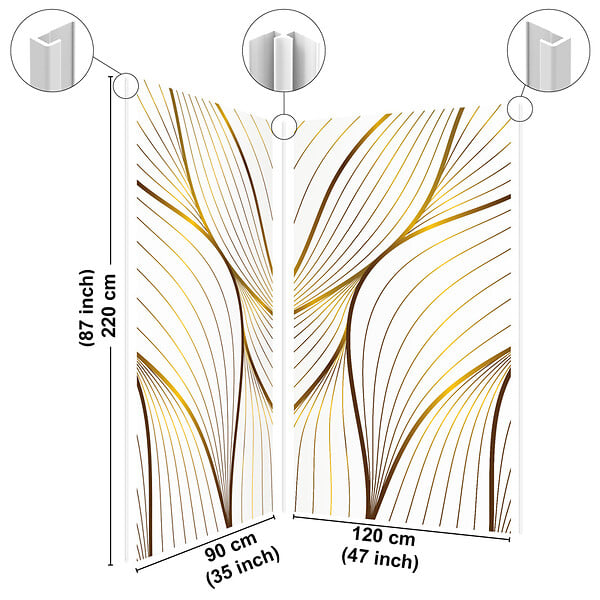 99DECO - Lot de 2 panneaux de douche en aluminium (90x220 & 120x220 cm) + profilés blanc - Sotma - Blanc et doré - large