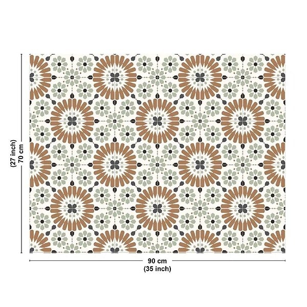 99DECO - Fond de hotte en aluminium - effet carreaux de ciment marron et vert - 70x90 cm - large