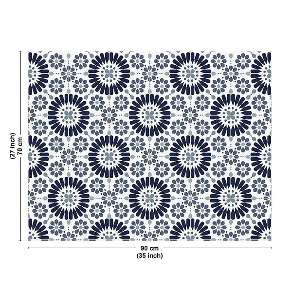 99DECO - Fond de hotte en aluminium - effet carreaux de ciment bleu - 70x90 cm - large