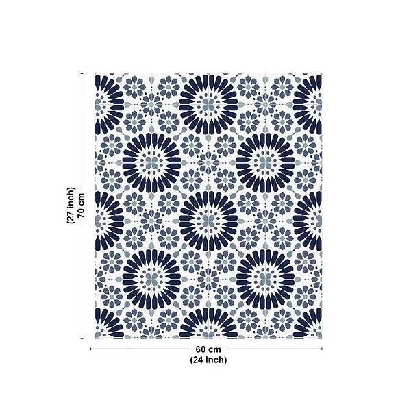 99DECO - Fond de hotte en aluminium - effet carreaux de ciment bleu - 70x60 cm - large
