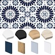 99DECO - Fond de hotte en aluminium - effet carreaux de ciment bleu - 70x60 cm - vignette