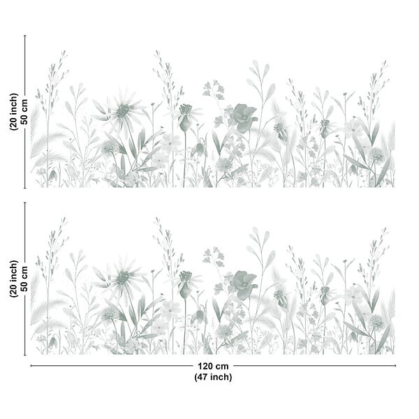 99DECO - Crédence cuisine en aluminium - motif floral vert - 240x50 cm (en 2 bandeaux) - large