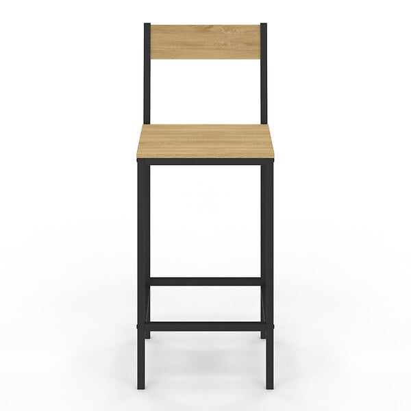 ID MARKET - Lot de 2 tabourets de bar DETROIT avec dossier chaise de cuisine design industriel - large