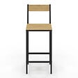 ID MARKET - Lot de 2 tabourets de bar DETROIT avec dossier chaise de cuisine design industriel - vignette