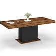 ID MARKET - Table à manger extensible rectangle EDEN 6-10 personnes bois effet vieilli et noir 160-200 cm - vignette