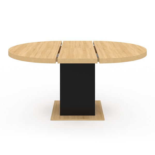 ID MARKET - Table à manger extensible ronde EDEN 4-8 personnes bois et noir 120-160 cm - large