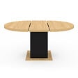 ID MARKET - Table à manger extensible ronde EDEN 4-8 personnes bois et noir 120-160 cm - vignette