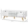 HOMCOM - Meuble TV bas sur pied style scandinave 2 portes 2 niches passe-fils panneaux particules MDF blanc bois massif hévéa - vignette