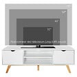 HOMCOM - Meuble TV bas sur pied style scandinave 2 portes 2 niches passe-fils panneaux particules MDF blanc bois massif hévéa - vignette