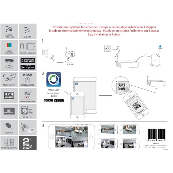 CHACON - Kit de vidéosurveillance DVR 2 caméras sans fil - IP66 - Chacon - large