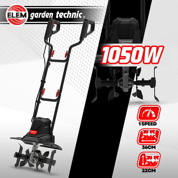 ELEM GARDEN TECHNIC - Motobineuse électrique 1050W - 4 fraises - 36cm - large