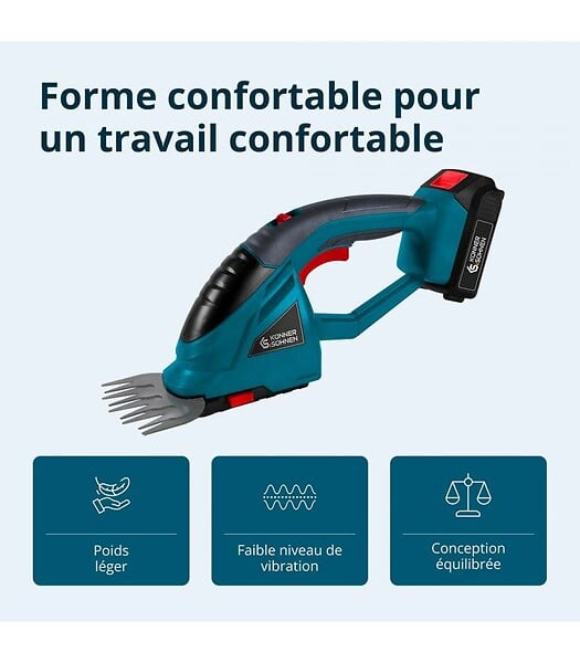 KONNER SOHNEN - Taille-haie et cisaille à gazon sans fil 2 en 1 Könner & Söhnen KS SHT-20V - large
