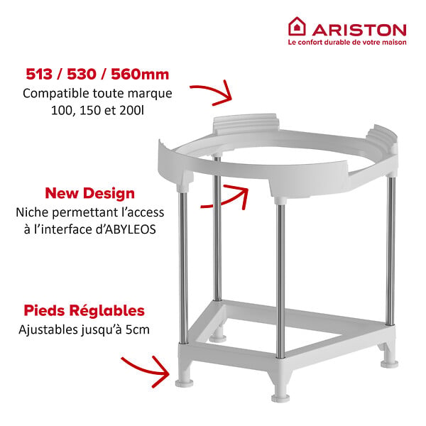 ARISTON - Pack Chauffe-eau Vertical Mural Stéatite 200L Ariston SAGEO + Trepied 4090027 + Groupe Sécurité Inox - large