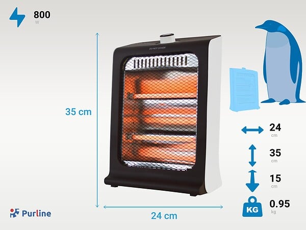 PURLINE - Chauffage halogène 800W deux puissances et faible consommation - large