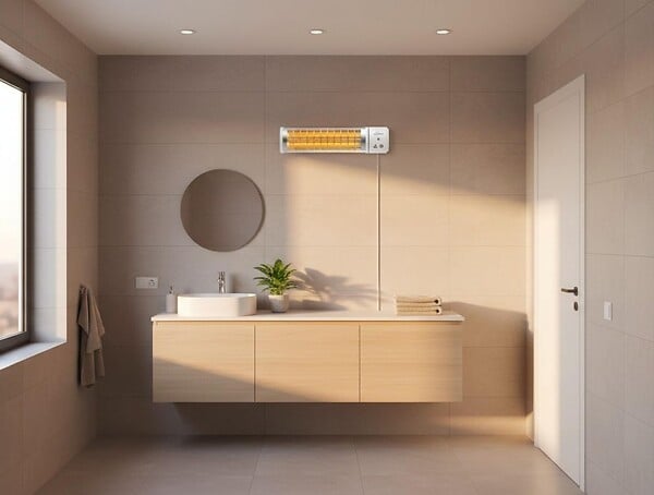 PURLINE - Chauffage halogène 1200W pour salle de bain - large