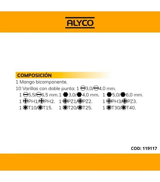 ALYCO - Set Tournevis 20 En 1 1 Interchangeable Alyco 119117 - large