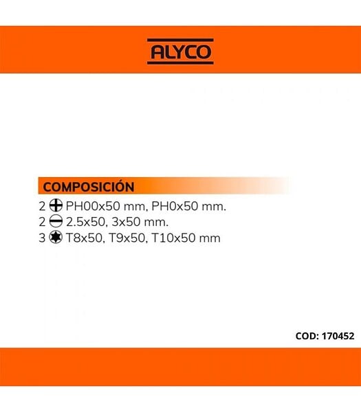 ALYCO - Set De 7 Tournevis Précision Alyco Orange Alyco 170452 - large