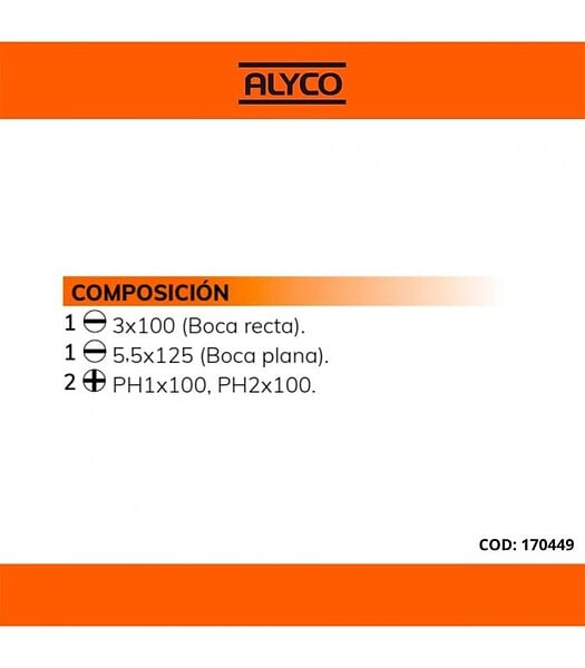 ALYCO - Set de 4 Tournevis Alyco Orange 170449 - large
