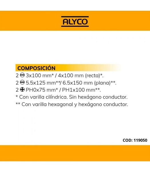 ALYCO - Set De 6 Tournevis Alyco 119050 - large