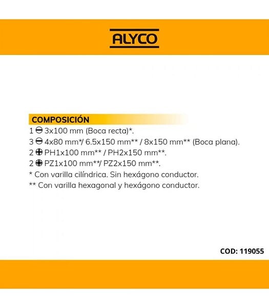 ALYCO - Set De 8 Tournevis Avec Boîte En Carton Alyco 119055 - large