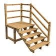 VINUOVO - MILANO - Escalier en bois 5 marches H88 cm - sans contre-marche - Palier L120 x P116 cm - Escalier rambarde droite, palier droite et face - vignette