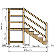 VINUOVO - MILANO - Escalier en bois 5 marches H88 cm - sans contre-marche - Palier L120 x P116 cm - Escalier rambarde droite, palier droite et face - vignette