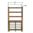 VINUOVO - MILANO - Escalier en bois 5 marches H88 cm - sans contre-marche - Palier L120 x P116 cm - Escalier rambarde droite, palier droite et face - vignette