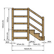 VINUOVO - MILANO - Escalier en bois 3 marches H54 cm - avec contre-marches - Palier L120 x P116 cm - Rambarde escalier 2 côtés, palier gauche et en face - vignette