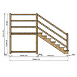 VINUOVO - MILANO - Escalier en bois 7 marches H122 cm - sans contre-marche - Palier L120 x P189 cm - Escalier rambarde droite, palier droite et face - vignette