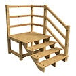 VINUOVO - MILANO - Escalier en bois 4 marches H71 cm - sans contre-marche - Palier L120 x P116 cm - Escalier rambarde droite, palier droite et face - vignette