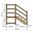 VINUOVO - MILANO - Escalier en bois 4 marches H71 cm - sans contre-marche - Palier L120 x P116 cm - Escalier rambarde droite, palier droite et face - vignette