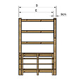 VINUOVO - MILANO - Escalier en bois 4 marches H71 cm - sans contre-marche - Palier L120 x P116 cm - Escalier rambarde droite, palier droite et face - vignette