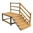 VINUOVO - MILANO - Escalier en bois 5 marches H88 cm - avec contre-marches - Palier L120 x P189 cm - Rambardes escalier et palier à droite - vignette