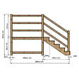 VINUOVO - MILANO - Escalier en bois 5 marches H88 cm - avec contre-marches - Palier L120 x P189 cm - Rambardes escalier et palier à droite - vignette