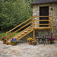 VINUOVO - MILANO - Escalier en bois 7 marches H122 cm - avec contre-marches - Palier L120 x P189 cm - Escalier rambardes des 2 côtés,Palier à droite et en face - vignette