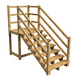 VINUOVO - MILANO - Escalier en bois 7 marches H122 cm - sans contre-marche - Palier L120 x P116 cm - Escalier rambardes des 2 côtés,Palier à droite et en face - vignette