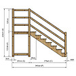 VINUOVO - MILANO - Escalier en bois 7 marches H122 cm - sans contre-marche - Palier L120 x P116 cm - Escalier rambardes des 2 côtés,Palier à droite et en face - vignette