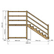 VINUOVO - MILANO - Escalier en bois 7 marches H122 cm - avec contre-marches - Palier L120 x P189 cm - Rambarde escalier et palier à gauche - vignette