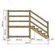 VINUOVO - MILANO - Escalier en bois 5 marches H88 cm - avec contre-marches - Palier L120 x P189 cm - Escalier rambarde droite, palier droite et face - vignette