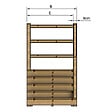 VINUOVO - MILANO - Escalier en bois 5 marches H88 cm - avec contre-marches - Palier L120 x P189 cm - Escalier rambarde droite, palier droite et face - vignette