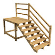 VINUOVO - MILANO - Escalier en bois 7 marches H122 cm - sans contre-marche - Palier L120 x P189 cm - Rambardes escalier et palier à droite - vignette
