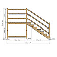 VINUOVO - MILANO - Escalier en bois 7 marches H122 cm - sans contre-marche - Palier L120 x P189 cm - Rambardes escalier et palier à droite - vignette