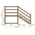 VINUOVO - MILANO - Escalier en bois 6 marches H105 cm - sans contre-marche - Palier L120 x P189 cm - Escalier rambarde droite, palier droite et face - vignette