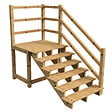 VINUOVO - MILANO - Escalier en bois 6 marches H105 cm - sans contre-marche - Palier L120 x P116 cm - Escalier rambarde droite, palier droite et face - vignette