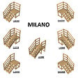 VINUOVO - MILANO - Escalier en bois 6 marches H105 cm - sans contre-marche - Palier L120 x P116 cm - Escalier rambarde droite, palier droite et face - vignette