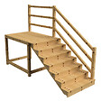 VINUOVO - MILANO - Escalier en bois 7 marches H122 cm - avec contre-marches - Palier L120 x P189 cm - Rambardes escalier et palier à droite - vignette