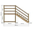 VINUOVO - MILANO - Escalier en bois 7 marches H122 cm - avec contre-marches - Palier L120 x P189 cm - Rambardes escalier et palier à droite - vignette