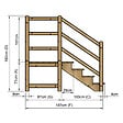 VINUOVO - MILANO - Escalier en bois 4 marches H71 cm - sans contre-marche - Palier L120 x P116 cm - Rambarde escalier et palier à gauche - vignette